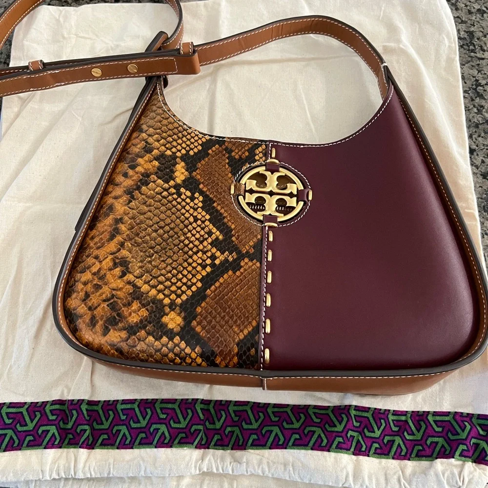 NWOT Tory Burch Brown, Tan and Snakeskin Shoulder Bag - Picture 3 of 12